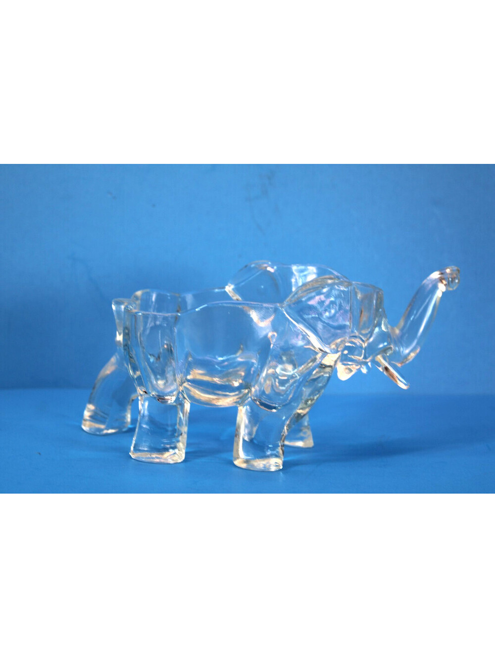 Tiara Indiana Clear Glass Vintage Elephant Candy Trinket Dish Figurine